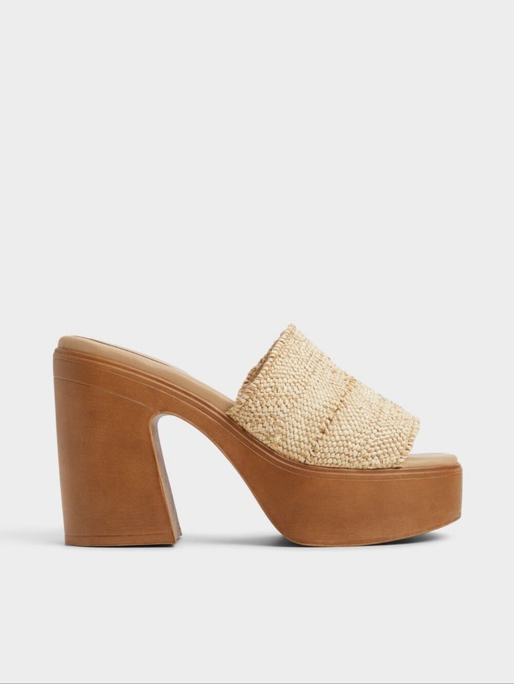 Aldo Maysee Heeled Mule, Platform Open Square Toe Slip On Size 10 US Natural
